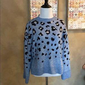 Nine West Blue Leopard Print Sweater